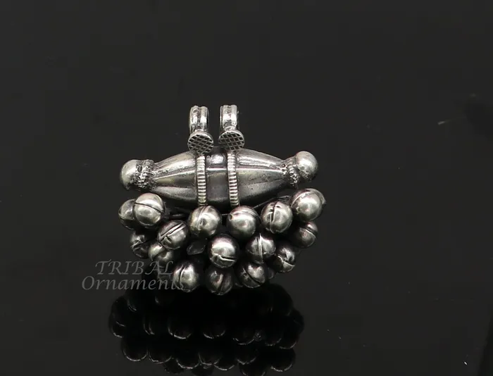 TRIBAL ORNAMENTS Necklaces 925 sterling silver handmade Vintage cultural ethnic style pendant locket pendant with gorgeous hanging drops tribal ethnic jewelry nsp558