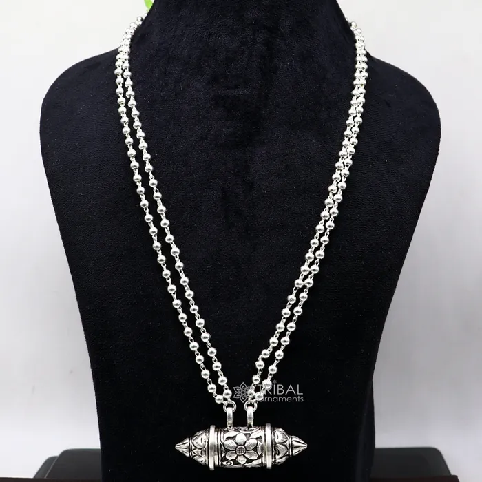 TRIBAL ORNAMENTS Necklaces 925 Sterling silver handmade vintage design amulet box pendant with 2 line beaded necklace tribal ethnic mantra box pendant jewelry set591 TRIBAL ORNAMENTS Necklaces 925 Sterling silver handmade vintage design amulet box pendant with 2 line beaded necklace tribal ethnic mantra box pendant jewelry set591