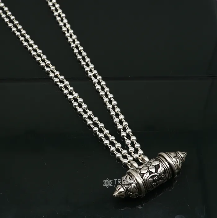 TRIBAL ORNAMENTS Necklaces 925 Sterling silver handmade vintage design amulet box pendant with 2 line beaded necklace tribal ethnic mantra box pendant jewelry set591 TRIBAL ORNAMENTS Necklaces 925 Sterling silver handmade vintage design amulet box pendant with 2 line beaded necklace tribal ethnic mantra box pendant jewelry set591