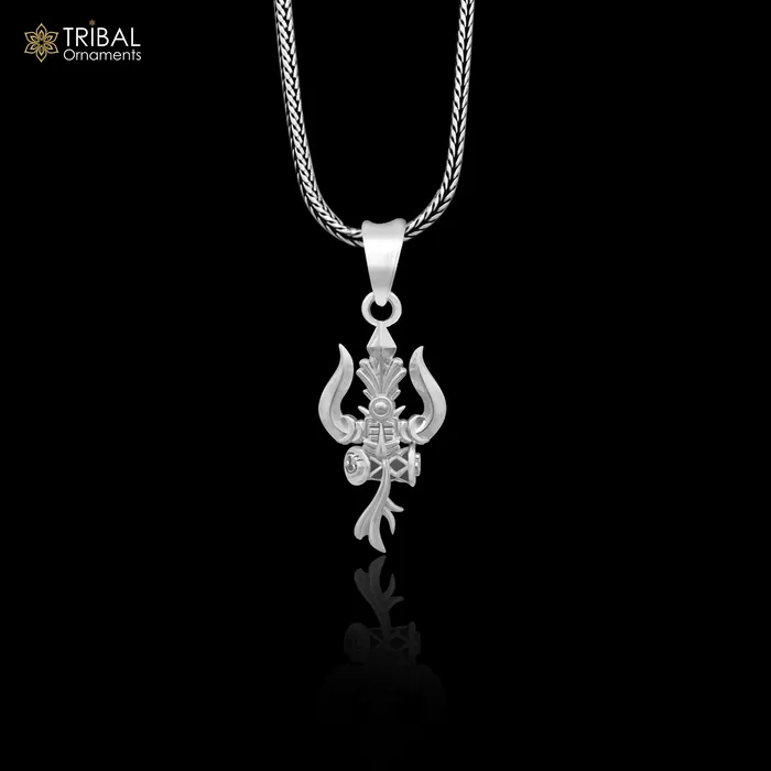 TRIBAL ORNAMENTS Necklaces 925 sterling silver Lord Shiva trident pendant amazing vintage design god jewelry nsp787