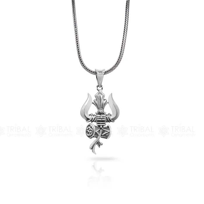 TRIBAL ORNAMENTS Necklaces 925 sterling silver Lord Shiva trident pendant amazing vintage design god jewelry nsp787