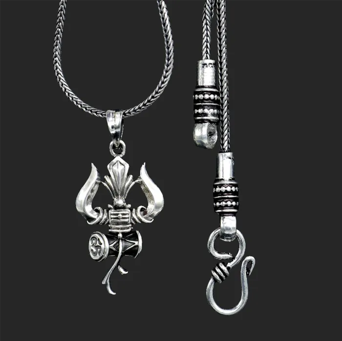 TRIBAL ORNAMENTS Necklaces 925 sterling silver Lord Shiva trident pendant amazing vintage design god jewelry nsp787