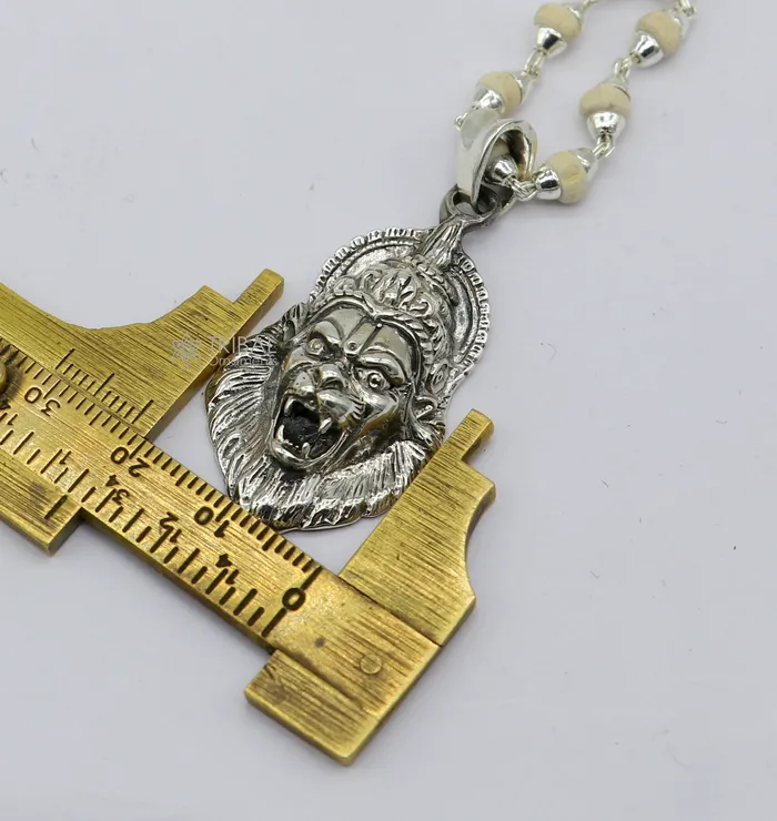 TRIBAL ORNAMENTS Necklaces 925 Sterling silver Lord Vishnu Narsimha pendant with BASIl rosary bead sset677 TRIBAL ORNAMENTS Necklaces 925 Sterling silver Lord Vishnu Narsimha pendant with BASIl rosary bead sset677