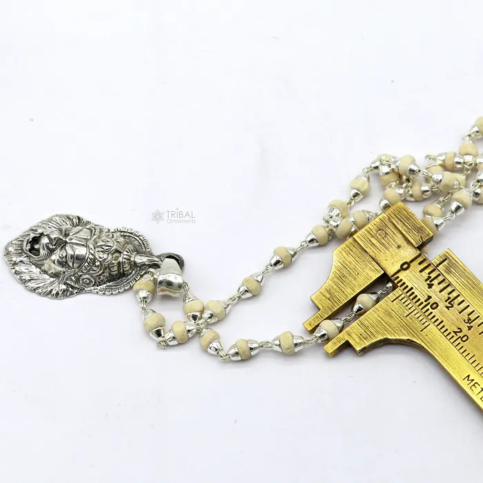 TRIBAL ORNAMENTS Necklaces 925 Sterling silver Lord Vishnu Narsimha pendant with BASIl rosary bead sset677 TRIBAL ORNAMENTS Necklaces 925 Sterling silver Lord Vishnu Narsimha pendant with BASIl rosary bead sset677