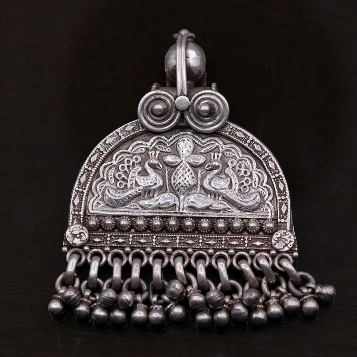 TRIBAL ORNAMENTS Necklaces 925 sterling silver solid peacock design vintage customized design handmade pedant gorgeous tribal personalized jewelry from india nsp260