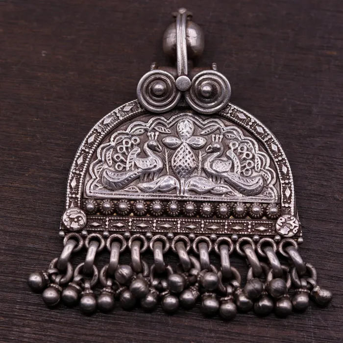 TRIBAL ORNAMENTS Necklaces 925 sterling silver solid peacock design vintage customized design handmade pedant gorgeous tribal personalized jewelry from india nsp260