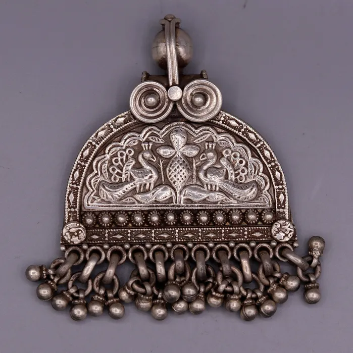 TRIBAL ORNAMENTS Necklaces 925 sterling silver solid peacock design vintage customized design handmade pedant gorgeous tribal personalized jewelry from india nsp260