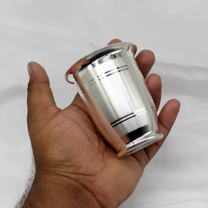 TRIBAL ORNAMENTS Necklaces 999 pure fine silver handmade water milk cup tumbler 150ML capacity silver tumbler silver baby food flask silver utensils gift sv294