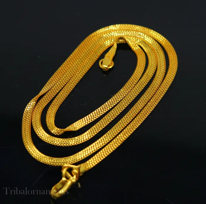 TRIBAL ORNAMENTS Necklaces Handmade 22kt yellow gold multi box chain custom work highway chain unisex light weight gift chain necklace royal jewelry from india ch514 TRIBAL ORNAMENTS Necklaces Handmade 22kt yellow gold multi box chain custom work highway chain unisex light weight gift chain necklace royal jewelry from india ch514