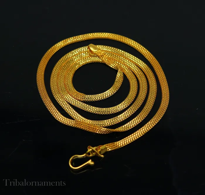 TRIBAL ORNAMENTS Necklaces Handmade 22kt yellow gold multi box chain custom work highway chain unisex light weight gift chain necklace royal jewelry from india ch514 TRIBAL ORNAMENTS Necklaces Handmade 22kt yellow gold multi box chain custom work highway chain unisex light weight gift chain necklace royal jewelry from india ch514