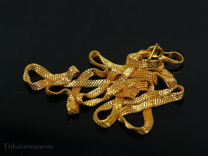 TRIBAL ORNAMENTS Necklaces Handmade 22kt yellow gold multi box chain custom work highway chain unisex light weight gift chain necklace royal jewelry from india ch514 TRIBAL ORNAMENTS Necklaces Handmade 22kt yellow gold multi box chain custom work highway chain unisex light weight gift chain necklace royal jewelry from india ch514