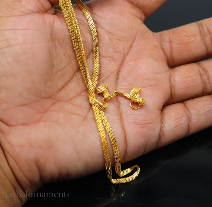 TRIBAL ORNAMENTS Necklaces Handmade 22kt yellow gold multi box chain custom work highway chain unisex light weight gift chain necklace royal jewelry from india ch514 TRIBAL ORNAMENTS Necklaces Handmade 22kt yellow gold multi box chain custom work highway chain unisex light weight gift chain necklace royal jewelry from india ch514