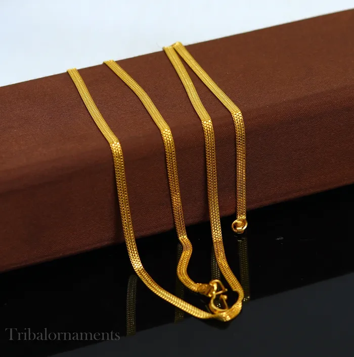 TRIBAL ORNAMENTS Necklaces Handmade 22kt yellow gold multi box chain custom work highway chain unisex light weight gift chain necklace royal jewelry from india ch514 TRIBAL ORNAMENTS Necklaces Handmade 22kt yellow gold multi box chain custom work highway chain unisex light weight gift chain necklace royal jewelry from india ch514