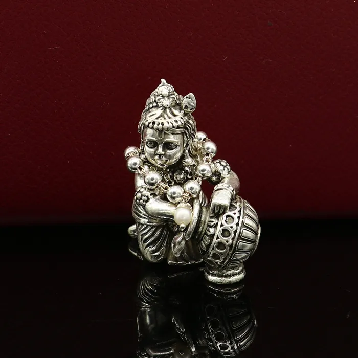 TRIBAL ORNAMENTS Necklaces Handmade sterling silver beaded bracelet Necklace for baby krishna figurine or sculpture best puja necklace sbr224