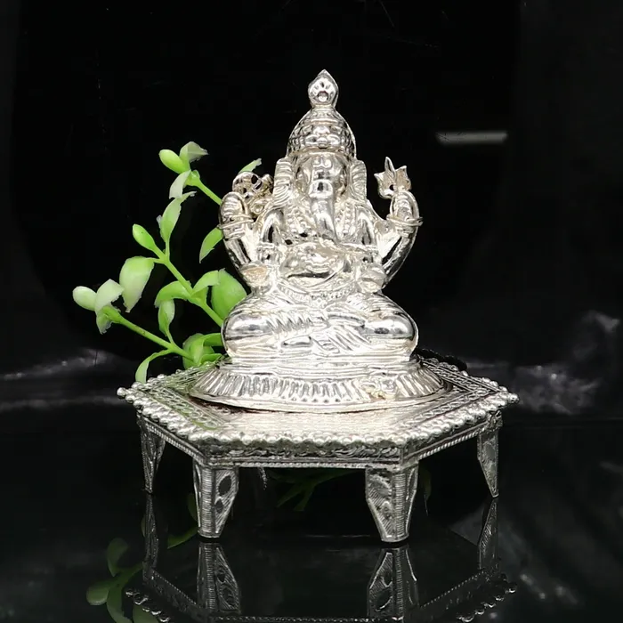 TRIBAL ORNAMENTS Necklaces Lord Ganesha With Stand or Bazot fabulous Sterling silver ganesha statue figurine for home temple diwali puja article utensils su376 TRIBAL ORNAMENTS Necklaces Lord Ganesha With Stand or Bazot fabulous Sterling silver ganesha statue figurine for home temple diwali puja article utensils su376