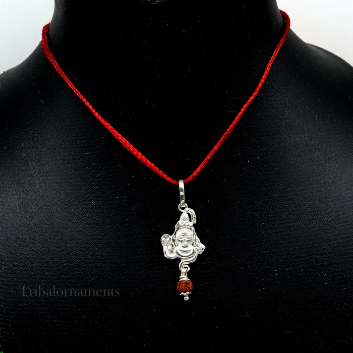TRIBAL ORNAMENTS Necklaces Solid sterling silver amazing designer Hindu idol Lord Shiva pendant with hanging rudraksha excellent locket pendant custom jewelry ssp1121 TRIBAL ORNAMENTS Necklaces Solid sterling silver amazing designer Hindu idol Lord Shiva pendant with hanging rudraksha excellent locket pendant custom jewelry ssp1121
