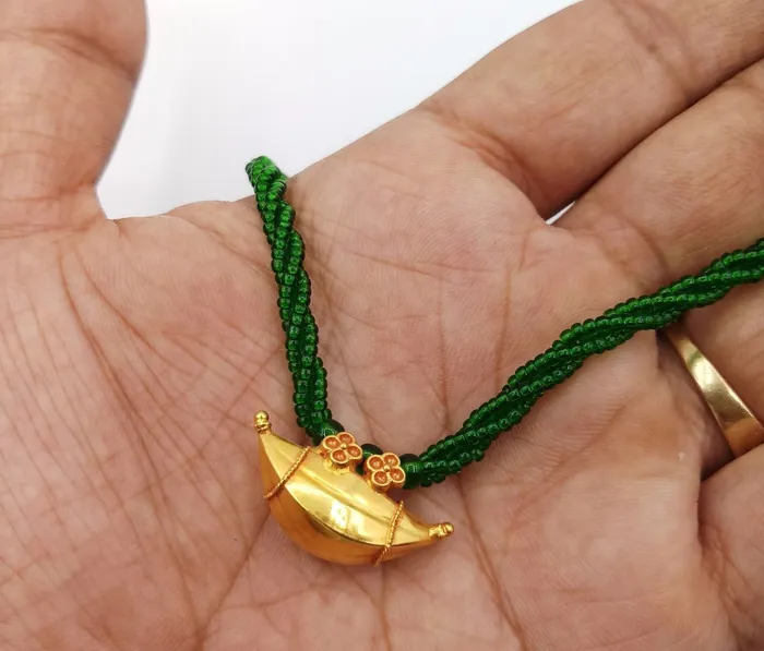 TRIBAL ORNAMENTS Necklaces Vintage antique handmade 20k gold amulet pendant from rajasthan india fabulous pendant tribal jewelry with green color stone necklace
