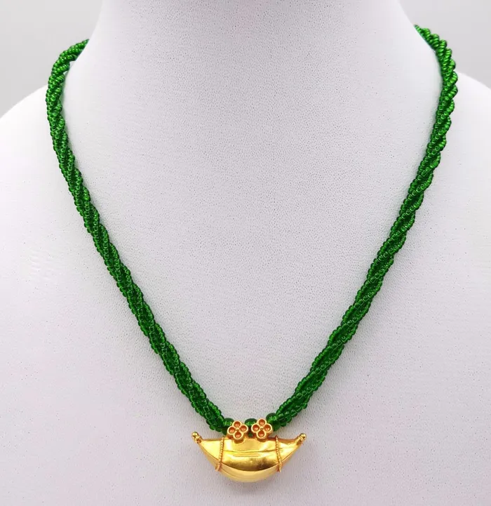 TRIBAL ORNAMENTS Necklaces Vintage antique handmade 20k gold amulet pendant from rajasthan india fabulous pendant tribal jewelry with green color stone necklace