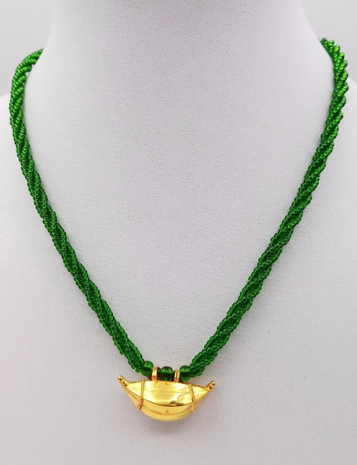 TRIBAL ORNAMENTS Necklaces Vintage antique handmade 20k gold amulet pendant from rajasthan india fabulous pendant tribal jewelry with green color stone necklace