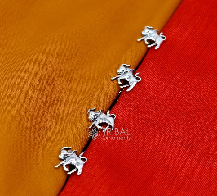 TRIBAL ORNAMENTS Rings 925 Sterling Silver bull design set of 4 kurta Buttons for Fashion Perfection silver cufflinks cultural trendy jewelry btn35 TRIBAL ORNAMENTS Rings 925 Sterling Silver bull design set of 4 kurta Buttons for Fashion Perfection silver cufflinks cultural trendy jewelry btn35