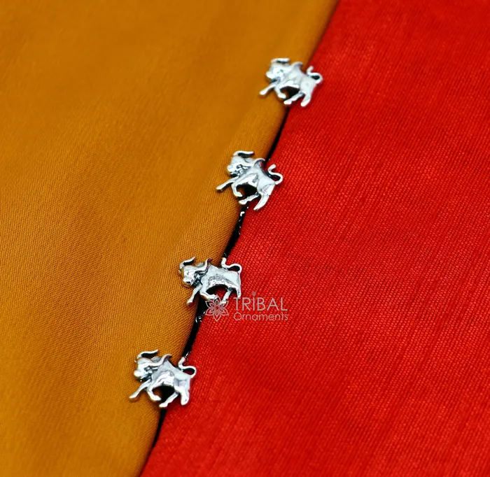 TRIBAL ORNAMENTS Rings 925 Sterling Silver bull design set of 4 kurta Buttons for Fashion Perfection silver cufflinks cultural trendy jewelry btn35 TRIBAL ORNAMENTS Rings 925 Sterling Silver bull design set of 4 kurta Buttons for Fashion Perfection silver cufflinks cultural trendy jewelry btn35