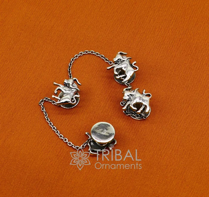 TRIBAL ORNAMENTS Rings 925 Sterling Silver bull design set of 4 kurta Buttons for Fashion Perfection silver cufflinks cultural trendy jewelry btn35 TRIBAL ORNAMENTS Rings 925 Sterling Silver bull design set of 4 kurta Buttons for Fashion Perfection silver cufflinks cultural trendy jewelry btn35