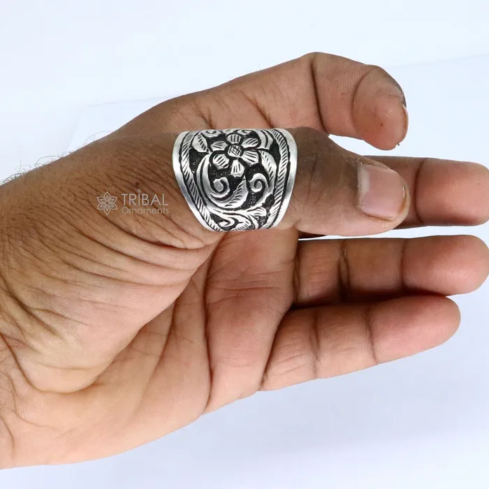 TRIBAL ORNAMENTS Rings 925 Sterling silver handmade gorgeous chitai work thumbFinger rings band tribal temple ring adjustable band for both girls and boy sr382 TRIBAL ORNAMENTS Rings 925 Sterling silver handmade gorgeous chitai work thumbFinger rings band tribal temple ring adjustable band for both girls and boy sr382