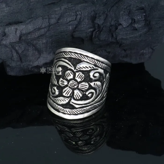 TRIBAL ORNAMENTS Rings 925 Sterling silver handmade gorgeous chitai work thumbFinger rings band tribal temple ring adjustable band for both girls and boy sr382 TRIBAL ORNAMENTS Rings 925 Sterling silver handmade gorgeous chitai work thumbFinger rings band tribal temple ring adjustable band for both girls and boy sr382