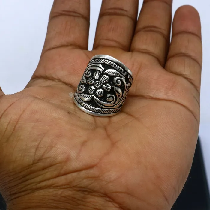 TRIBAL ORNAMENTS Rings 925 Sterling silver handmade gorgeous chitai work thumbFinger rings band tribal temple ring adjustable band for both girls and boy sr382 TRIBAL ORNAMENTS Rings 925 Sterling silver handmade gorgeous chitai work thumbFinger rings band tribal temple ring adjustable band for both girls and boy sr382