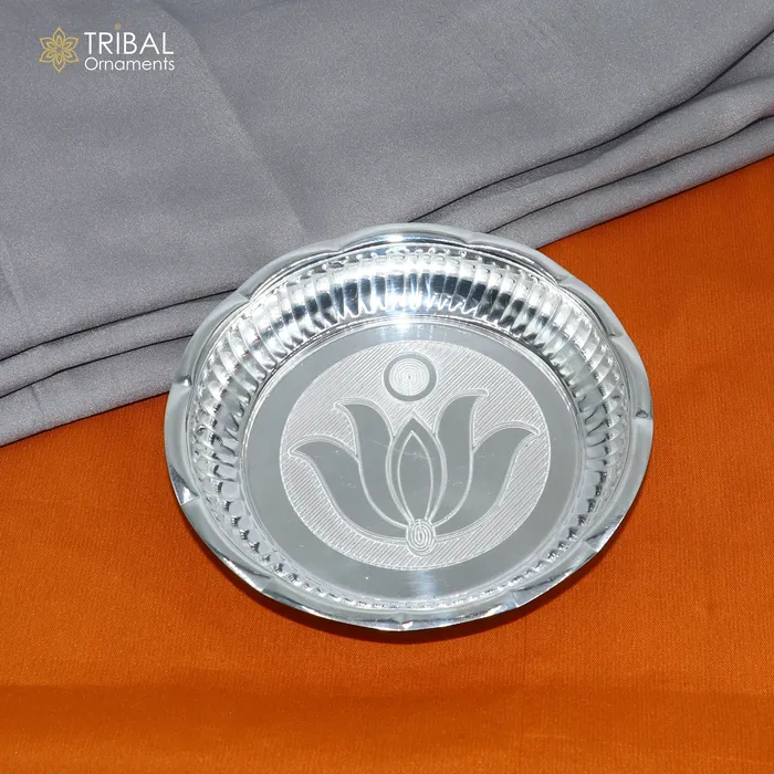 TRIBAL ORNAMENTS Rings 925 sterling silver handmade plate tray best gifting baby food serving silver utensils silver articles puja utensils sv312 TRIBAL ORNAMENTS Rings 925 sterling silver handmade plate tray best gifting baby food serving silver utensils silver articles puja utensils sv312