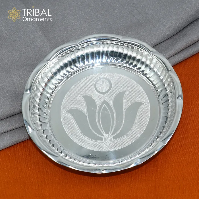 TRIBAL ORNAMENTS Rings 925 sterling silver handmade plate tray best gifting baby food serving silver utensils silver articles puja utensils sv312 TRIBAL ORNAMENTS Rings 925 sterling silver handmade plate tray best gifting baby food serving silver utensils silver articles puja utensils sv312