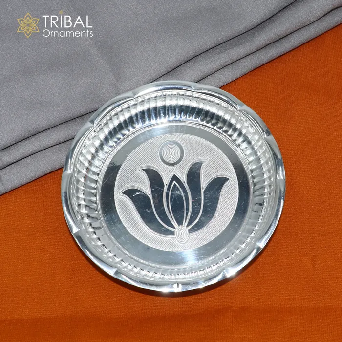 TRIBAL ORNAMENTS Rings 925 sterling silver handmade plate tray best gifting baby food serving silver utensils silver articles puja utensils sv312 TRIBAL ORNAMENTS Rings 925 sterling silver handmade plate tray best gifting baby food serving silver utensils silver articles puja utensils sv312