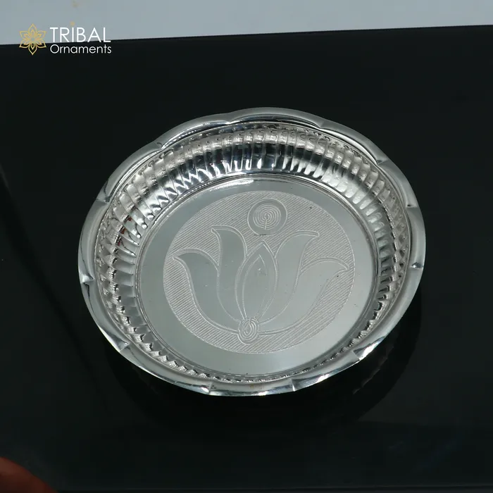 TRIBAL ORNAMENTS Rings 925 sterling silver handmade plate tray best gifting baby food serving silver utensils silver articles puja utensils sv312 TRIBAL ORNAMENTS Rings 925 sterling silver handmade plate tray best gifting baby food serving silver utensils silver articles puja utensils sv312