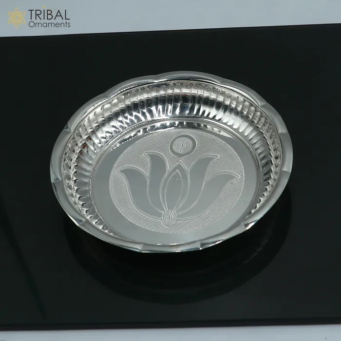 TRIBAL ORNAMENTS Rings 925 sterling silver handmade plate tray best gifting baby food serving silver utensils silver articles puja utensils sv312 TRIBAL ORNAMENTS Rings 925 sterling silver handmade plate tray best gifting baby food serving silver utensils silver articles puja utensils sv312