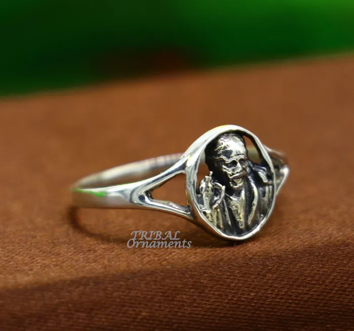 TRIBAL ORNAMENTS Rings Amazing customized design 925 sterling silver vintage antique style Sai Baba ring band best gifting brides wedding jewelry india sr332 TRIBAL ORNAMENTS Rings Amazing customized design 925 sterling silver vintage antique style Sai Baba ring band best gifting brides wedding jewelry india sr332