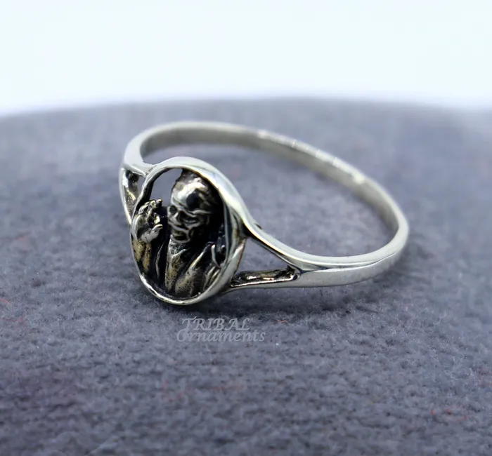TRIBAL ORNAMENTS Rings Amazing customized design 925 sterling silver vintage antique style Sai Baba ring band best gifting brides wedding jewelry india sr332 TRIBAL ORNAMENTS Rings Amazing customized design 925 sterling silver vintage antique style Sai Baba ring band best gifting brides wedding jewelry india sr332