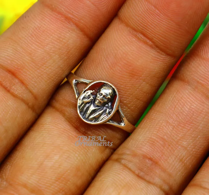 TRIBAL ORNAMENTS Rings Amazing customized design 925 sterling silver vintage antique style Sai Baba ring band best gifting brides wedding jewelry india sr332 TRIBAL ORNAMENTS Rings Amazing customized design 925 sterling silver vintage antique style Sai Baba ring band best gifting brides wedding jewelry india sr332