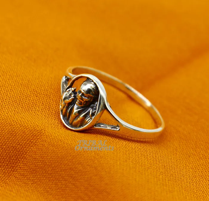TRIBAL ORNAMENTS Rings Amazing customized design 925 sterling silver vintage antique style Sai Baba ring band best gifting brides wedding jewelry india sr332 TRIBAL ORNAMENTS Rings Amazing customized design 925 sterling silver vintage antique style Sai Baba ring band best gifting brides wedding jewelry india sr332