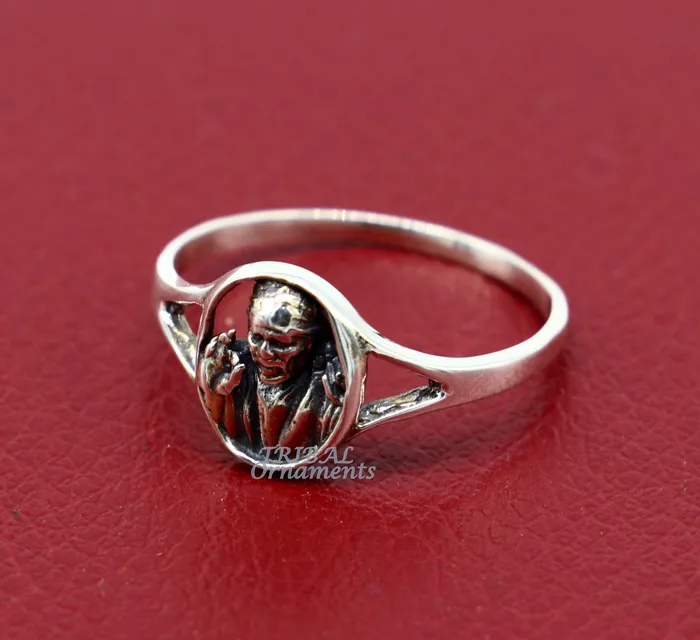 TRIBAL ORNAMENTS Rings Amazing customized design 925 sterling silver vintage antique style Sai Baba ring band best gifting brides wedding jewelry india sr332 TRIBAL ORNAMENTS Rings Amazing customized design 925 sterling silver vintage antique style Sai Baba ring band best gifting brides wedding jewelry india sr332