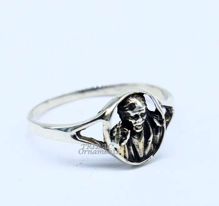 TRIBAL ORNAMENTS Rings Amazing customized design 925 sterling silver vintage antique style Sai Baba ring band best gifting brides wedding jewelry india sr332 TRIBAL ORNAMENTS Rings Amazing customized design 925 sterling silver vintage antique style Sai Baba ring band best gifting brides wedding jewelry india sr332
