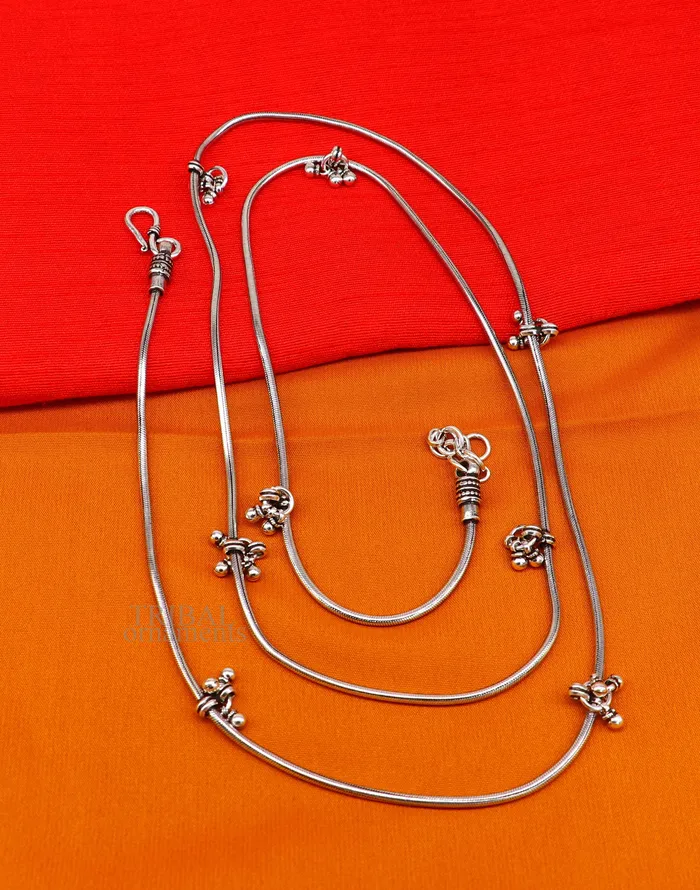TRIBAL ORNAMENTS Rings Customized 925 sterling silver snake chain with hanging drops waist chain gorgeous belly chain wedding belly dance tribal jewelry wch22