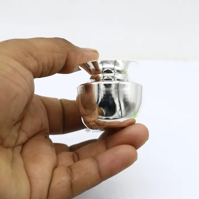 TRIBAL ORNAMENTS Rings Pure 925 sterling silver handmade plain small Kalash or pot unique special silver puja article water or milk kalash pot india su1141 TRIBAL ORNAMENTS Rings Pure 925 sterling silver handmade plain small Kalash or pot unique special silver puja article water or milk kalash pot india su1141