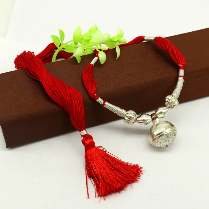 TRIBAL ORNAMENTS Vintage traditional stylish sterling silver beads with red thread charm necklace wedding choker tribal brides adjustable jewelry set187 Necklaces