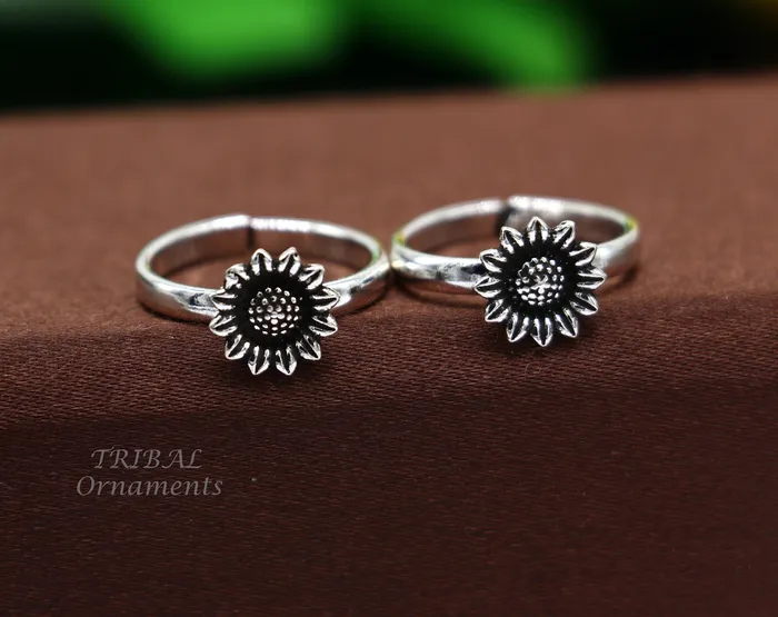 TribalOrnaments Rings 925 sterling silver elegant floral design handmade toe ring toe band stylish modern womens brides jewelry india traditional jewelry ytr43