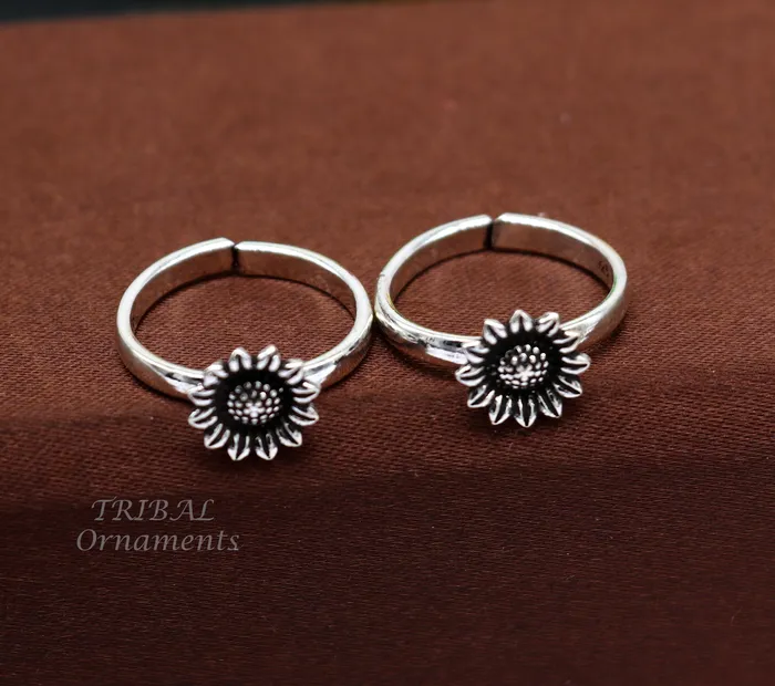 TribalOrnaments Rings 925 sterling silver elegant floral design handmade toe ring toe band stylish modern womens brides jewelry india traditional jewelry ytr43
