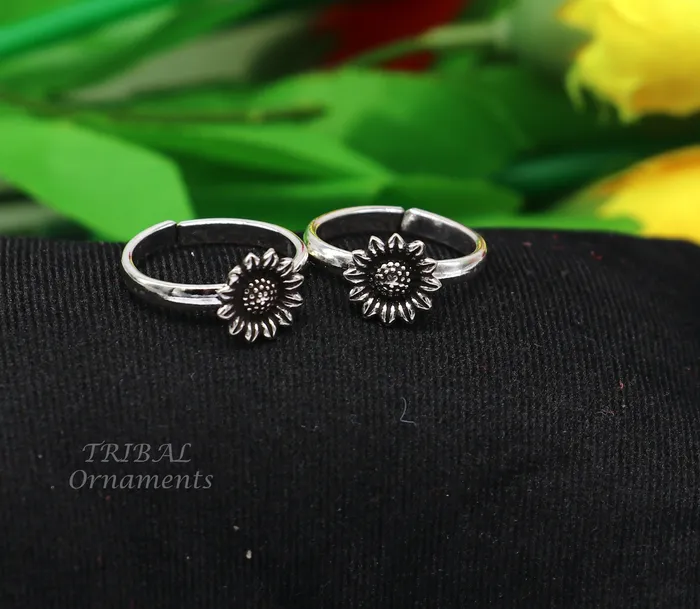 TribalOrnaments Rings 925 sterling silver elegant floral design handmade toe ring toe band stylish modern womens brides jewelry india traditional jewelry ytr43