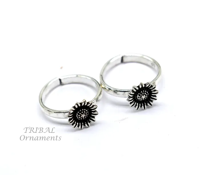 TribalOrnaments Rings 925 sterling silver elegant floral design handmade toe ring toe band stylish modern womens brides jewelry india traditional jewelry ytr43