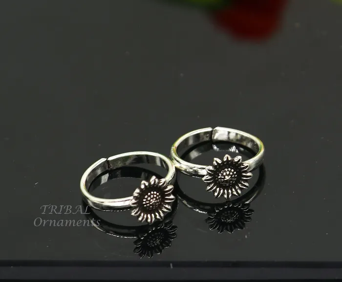 TribalOrnaments Rings 925 sterling silver elegant floral design handmade toe ring toe band stylish modern womens brides jewelry india traditional jewelry ytr43