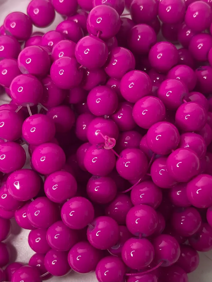 Twisted Moon Jewelry Earrings Hot Pink Glass Beads 10mm 38 pieces