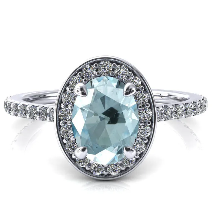 Valma Oval Aqua Blue Spinel Floating Diamond Halo and Sides Ring Fire Brilliance Rings Valma Oval Aqua Blue Spinel Floating Diamond Halo and Sides Ring Fire Brilliance Rings